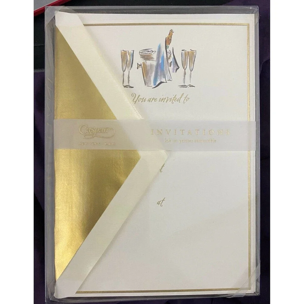 Invitations & Envelopes 2) boxes of 8 Champagne Design Party Invites